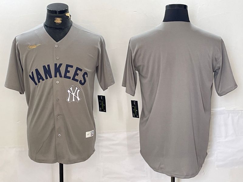 Men New York Yankees Blank Grey Throwback Nike Game 2024 MLB Jersey style 3->new york yankees->MLB Jersey